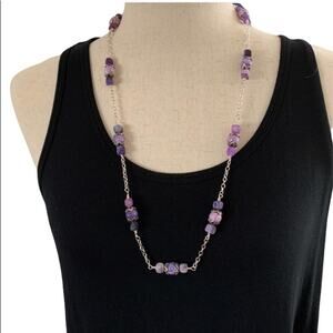 Square crackle quartz. Round‎ quartz. Beaded Chain linked necklace.
